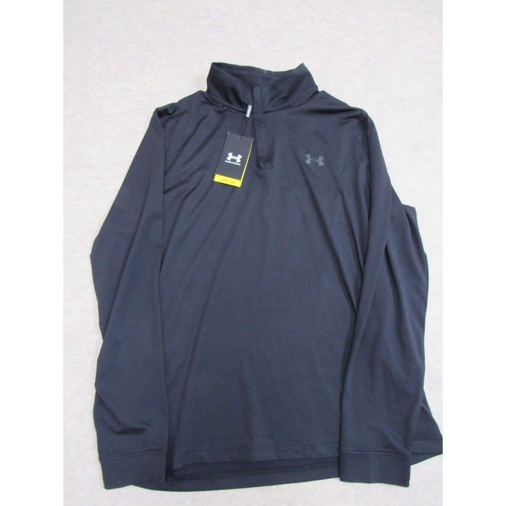 Under Armour Golf Mens XL Black Quarter Zip Pullover UPF 50 Loose Fit 1370155